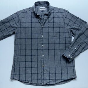 Barbour Baxter Button Down Shirt Mens Size Small Long Sleeve Gray Plaid Cotton
